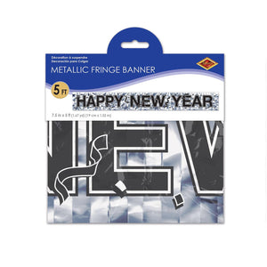 Metallic Happy New Year Fringe Banner by Beistle - New Year's Eve Theme Decorations