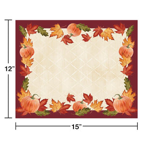 Bulk Pack of 24 Leaves & Pumpkin Placemats