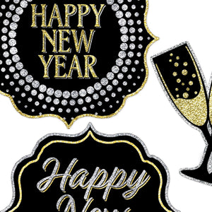 New Year Cutouts (6/Pkg) by Beistle - New Year's Eve Theme Decorations