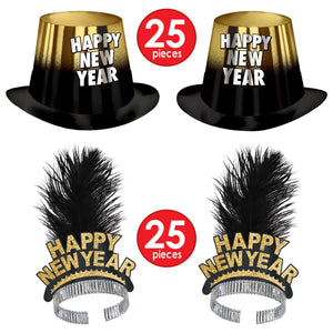 Gold Entertainer New Years Eve Party Kit for 50 People