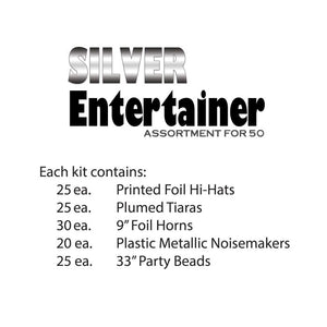 Silver Entertainer New Year's Eve Party Kit for 50 People