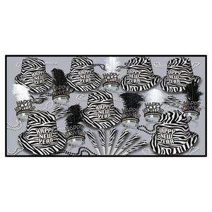 Zebra Print New Year's Eve Party Kit for 50 People