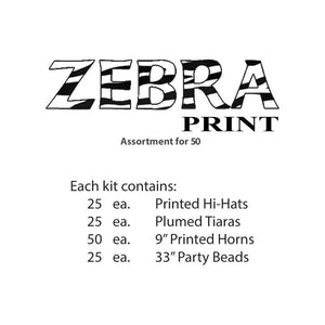 Zebra Print New Year's Eve Party Kit for 50 People