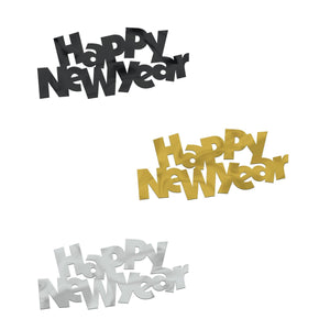 Black, Gold and Silver Jumbo Happy New Year Confetti - Bulk 12 Pack