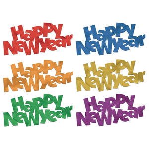 Multi-Color Jumbo Happy New Year Confetti - Bulk 12 Pack