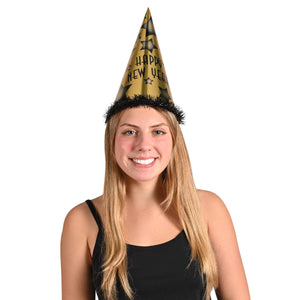 Beistle Happy New Year Party Hats Black and Gold (25 per Box)