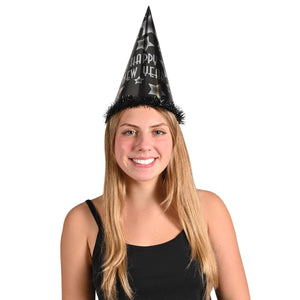 Beistle Happy New Year Party Hats Black and Silver (25 per Box)