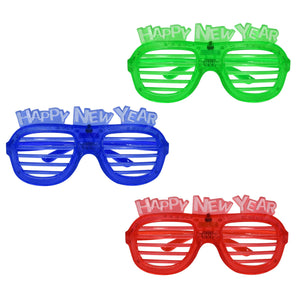 Happy New Year LED Shutter Glasses - Bulk 12 Pack