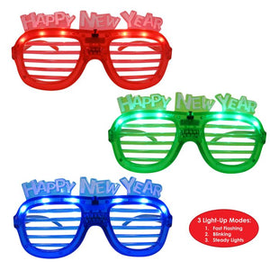 Beistle Bulk Happy New Year LED Shutter Glasses - 12 Pack