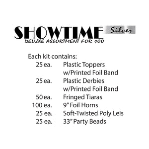 Showtime Silver New Year's Eve Party Kit for 100 People