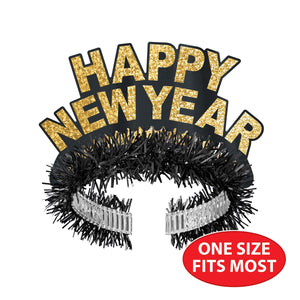 Beistle Packaged Black & Gold Happy New Year Regal Tiaras - New Years Tiaras