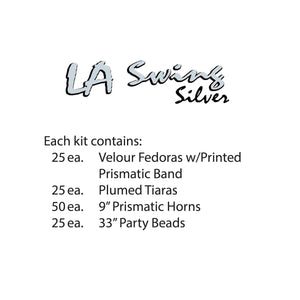 LA Swing Silver New Year's Eve Party Kit for 50 People