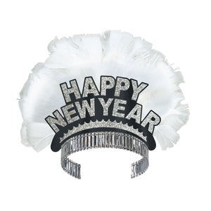 Happy New Year Bird Of Paradise Tiara - black/silver - Bulk 50 Pack