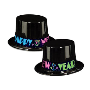 Neon New Years Party Topper Hat - Bulk 25 Pack