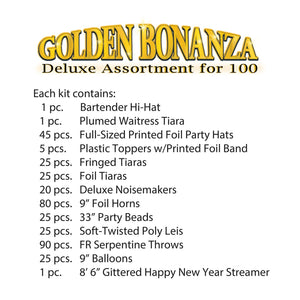 Golden Bonanza New Year's Eve Party Kit for 100 People