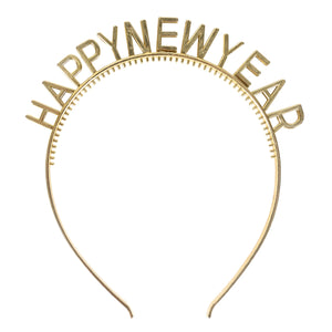 Gold Happy New Year Headbands - Bulk 24 Pack