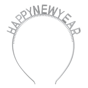 Silver Happy New Year Headbands - Bulk 24 Pack