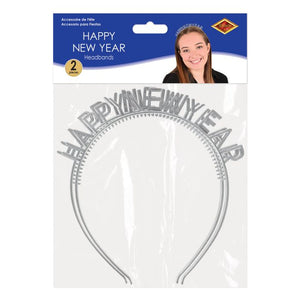 Beistle Bulk Silver Happy New Year Headbands - 24 Pack