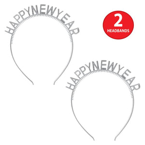 Beistle Bulk Silver Happy New Year Headbands - 24 Pack