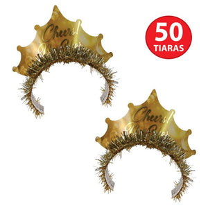 Beistle Bulk Champagne New Year Tiara - 50 Pack