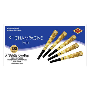 Beistle Bulk Champagne New Year Horns - 100 Pack