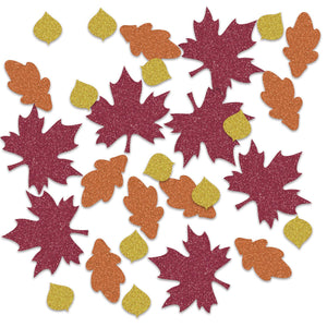 Thanksgiving Fall Leaf Deluxe Sparkle Confetti (0.5 Oz/Pkg) - Bulk/12 Packs