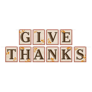 Thanksgiving Give Thanks Streamer - Bulk 12 Pack