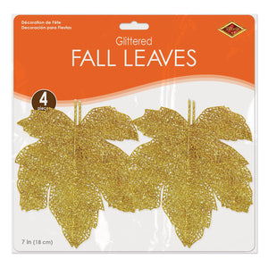 Beistle Glittered Fall Leaves (Case of 48)