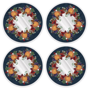 Plastic Fall Thanksgiving Round Placemats - Bulk 48 Pack