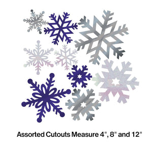 Bulk Pack of 24 Foil Snowflake Cutouts