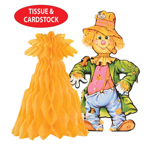 Beistle Scarecrow with Tissue Cornshock Centerpiece - Thanksgiving/Fall Centerpiece 11 inch