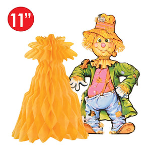 Beistle Scarecrow with Tissue Cornshock Centerpiece - Thanksgiving/Fall Centerpiece 11 inch