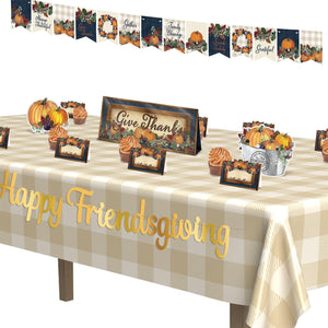 Beistle Plaid Tablecover - Beige & Cream (Case of 12)