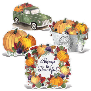 Foil Fall Thanksgiving Cutouts with Easels - Bulk 48 Pack