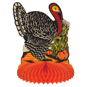 Thanksgiving Vintage Fall Harvest Turkey Centerpiece - Bulk 12 Pack