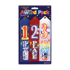 1st - 2nd - 3rd Place Award Pack Ribbons - Bulk 18 Pack