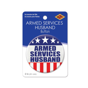 Beistle Armed Services Husband Button (Case of 6)