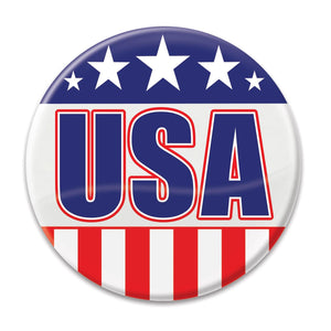 USA Button- Red, White and Blue - Bulk 6 Pack