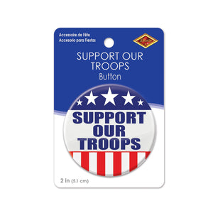 Beistle Support Our Troops Button (Case of 6)