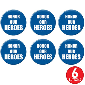 Beistle Honor Our Heroes Button (Case of 6)