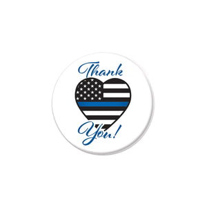 Thank You! Law Enforcement Button- Heart Flag - Bulk 6 Pack