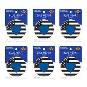 Beistle Blue Heart Button (Case of 6)