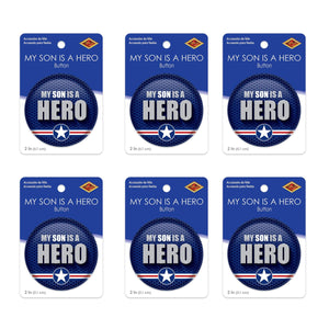 Beistle My Son Is A Hero Button (Case of 6)