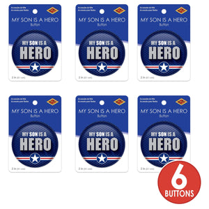 Beistle My Son Is A Hero Button (Case of 6)