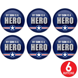 Beistle My Son Is A Hero Button (Case of 6)