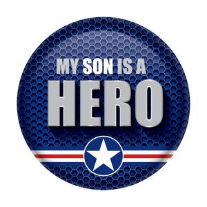 My Son Is A Hero Button- Navy- Star - Bulk 6 Pack