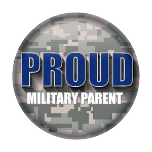 Proud Military Parent Button - Blue with Light Camo - Bulk 6 Pack