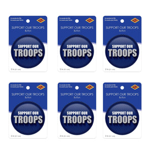 Beistle Support Our Troops Button (Case of 6)