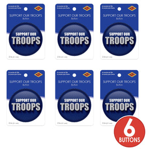 Beistle Support Our Troops Button (Case of 6)