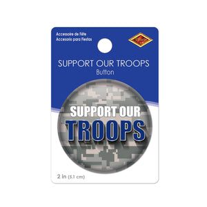 Beistle Support Our Troops Button (Case of 6)